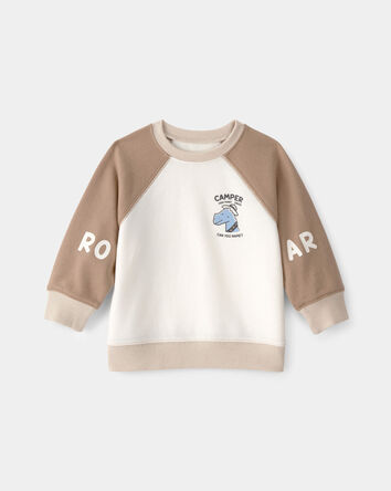 Baby Boy Dinosaur French Terry Pullover Sweatshirt - Brown/Ivory, 