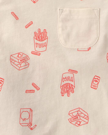 Toddler Boy 2-Piece Snack Time Top & Short Set - Cream/Orange, 