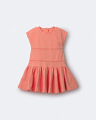 Toddler Girl Drop Waist Short-Sleeve Dress - Orange, image 2 of 6 slides