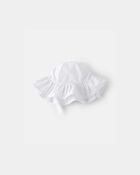 Baby Girl Cotton Swiss Dot Sunhat - White, image 2 of 3 slides