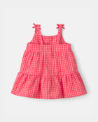 Baby Girl Gingham Sleeveless Dress - Coral, image 2 of 5 slides
