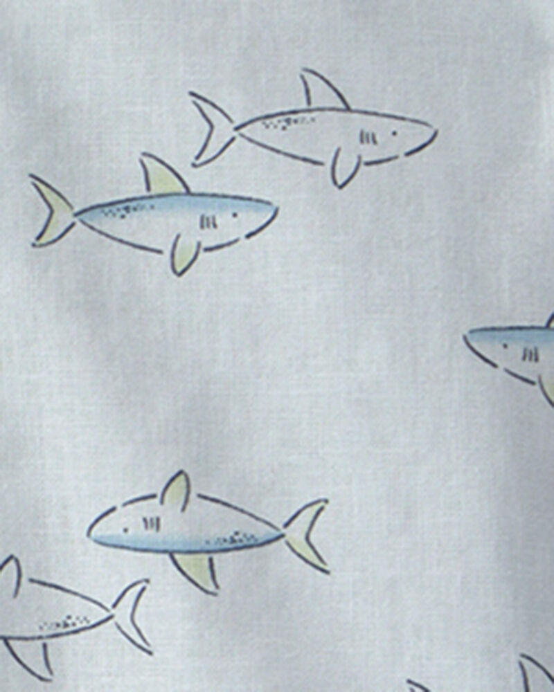 Baby Boy 3-Piece Shark Top & Short Set - Blue, image 2 of 3 slides