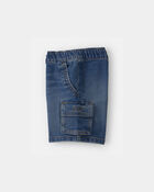 Toddler Boy Denim Drawstring Cargo Shorts - Dark Wash, image 3 of 5 slides