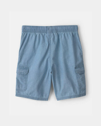 Boys Chambray Cargo Shorts - Light Wash, 