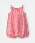 Baby Girl Crab Sleeveless Romper - Pink, image 1 of 3 slides