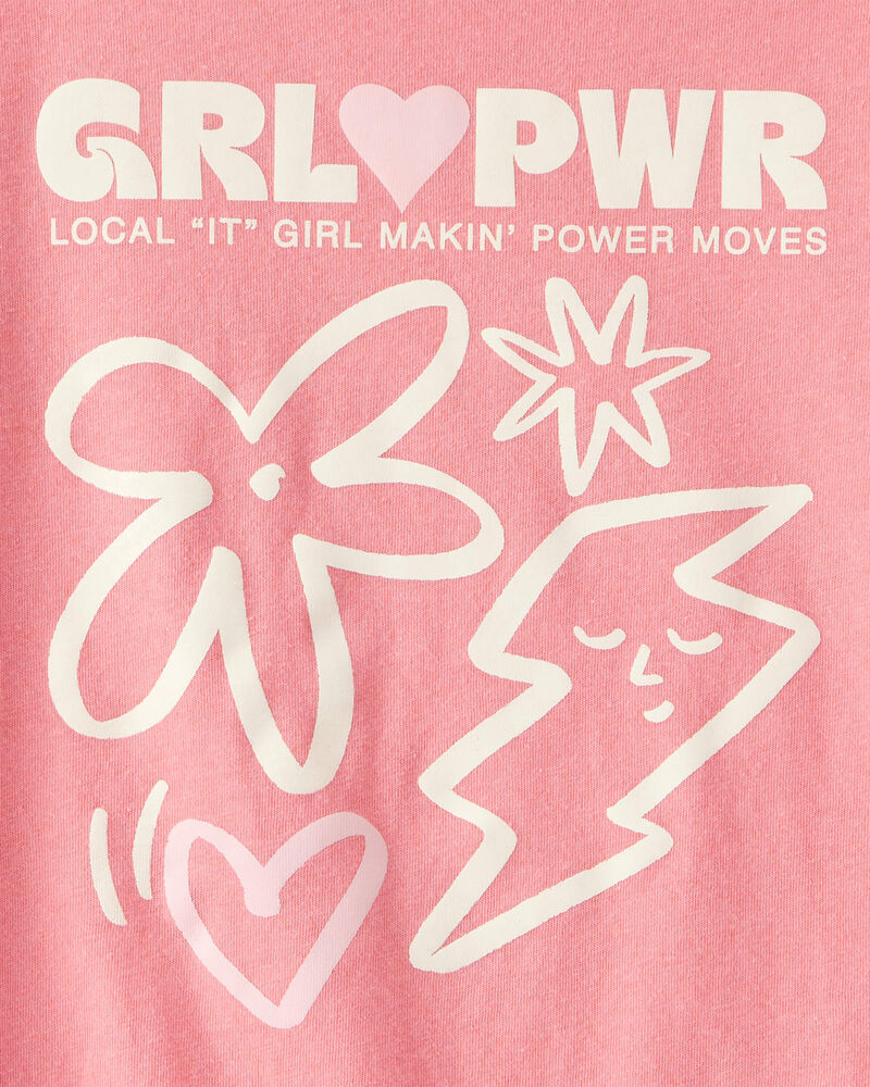 Girls Girl Power Short-Sleeve Graphic Tee - Coral, image 2 of 3 slides