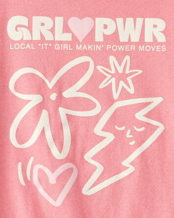 Girls Girl Power Short-Sleeve Graphic Tee - Coral, 
