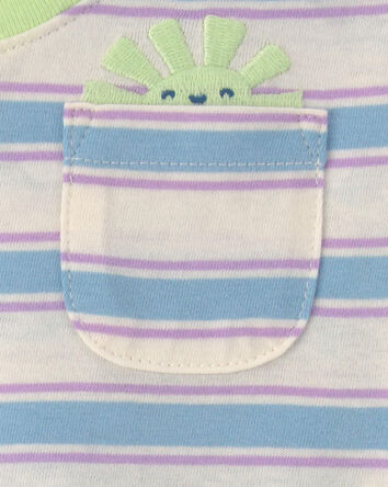 Baby Girl Striped Short-Sleeve Top - Blue/Ivory, 