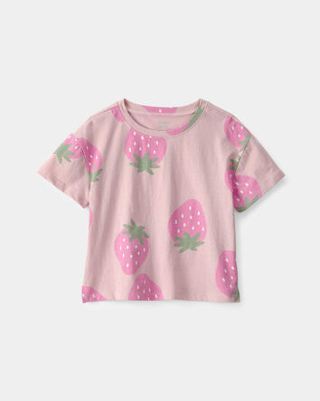Toddler Girl Strawberry Relaxed Top - Pink, 