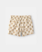 Toddler Boy Cactus Checkered Drawstring Shorts - Beige, image 2 of 4 slides