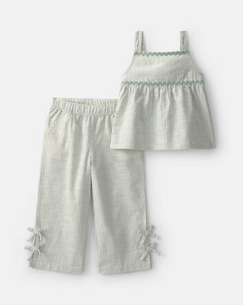 Toddler Girl 2-Piece Striped Tank Top & Pant Set - Green, 