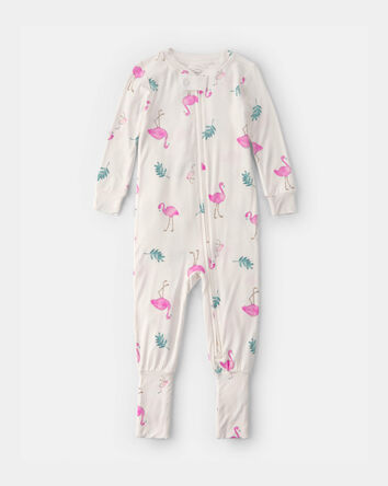 Baby Girl Flamingo PurelySoft Snug Fit 1-Piece Pajama - Ivory, 