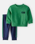 Baby Boy St.Patrick's Day Charmer 2-Piece Long-Sleeve Tee & Pant Set - Green, image 1 of 7 slides