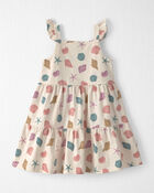Toddler Girl Organic Cotton Tiered Dress in Seashells, image 1 of 5 slides