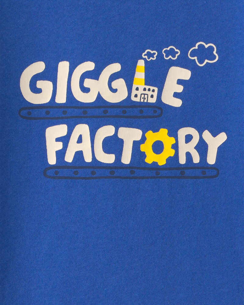 Baby Boy 'Giggle Factory' Long-Sleeve Graphic Bodysuit - Blue, image 2 of 3 slides