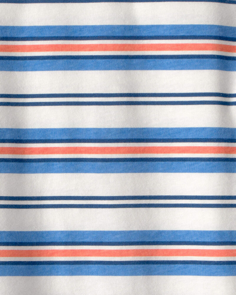 Kids Striped T-Shirt - Blue/Orange/Ivory, image 2 of 3 slides