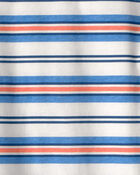 Kids Striped T-Shirt - Blue/Orange/Ivory, image 2 of 3 slides