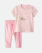 Baby Girl 2-Piece 'Little One' Koala Graphic Tee & Pant Set - Pink, image 1 of 7 slides