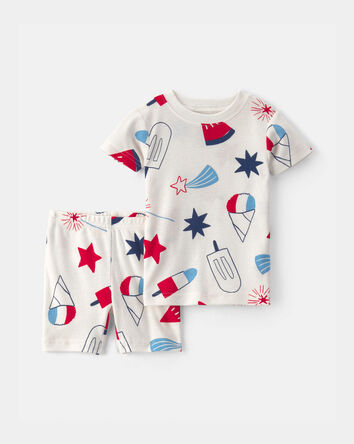 Baby Fourth of July Popsicle 2-Piece Short-Sleeve Pajama Set, 