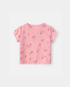 Toddler Girl Strawberry Rib Loose Fit 2-Piece Pajama Set - Pink, image 2 of 5 slides