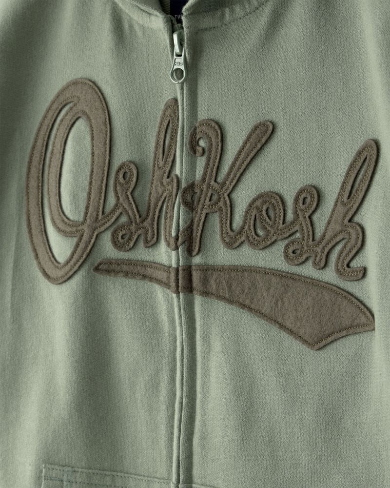 Kids OshKosh Logo Zip-Up Hoodie - Green, image 2 of 4 slides