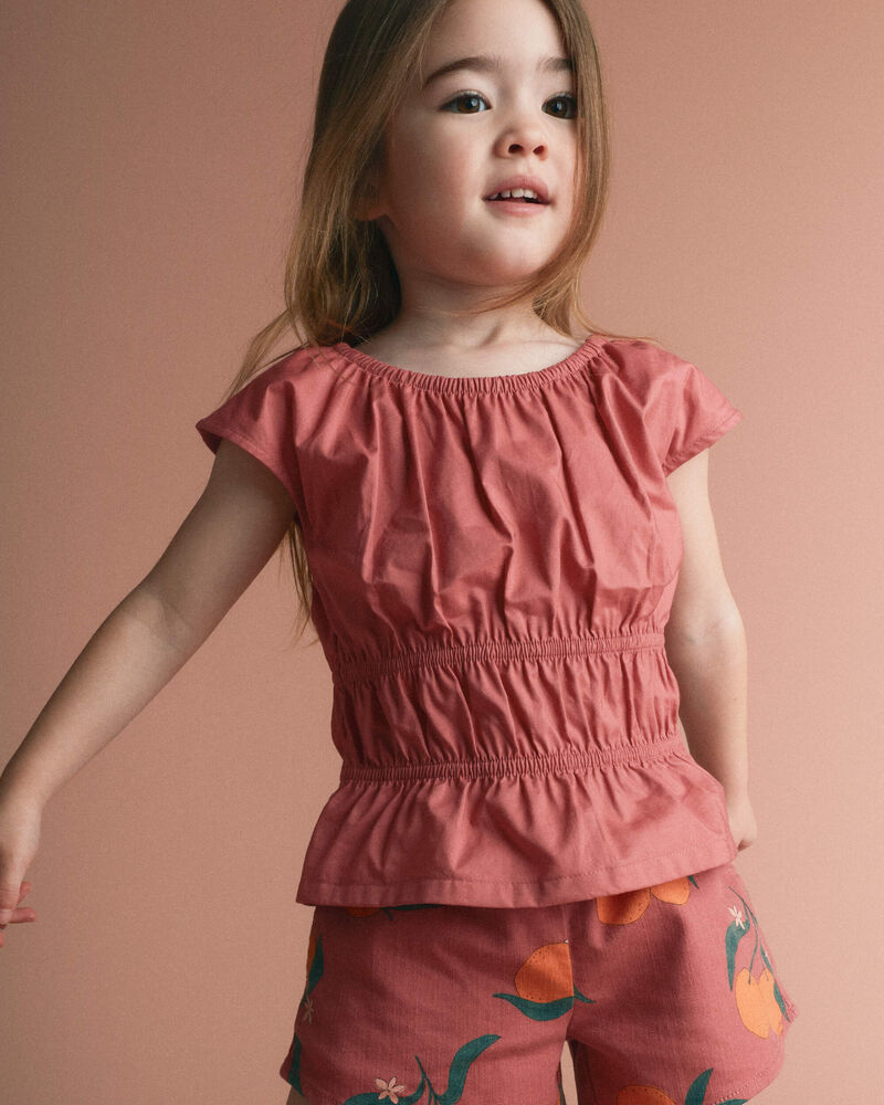 Toddler Girl Elastic Waist Peplum Top - Rose, image 1 of 6 slides