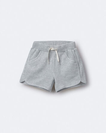 Toddler Waffle Knit Dolphin-Hem Short - Heather Grey, 