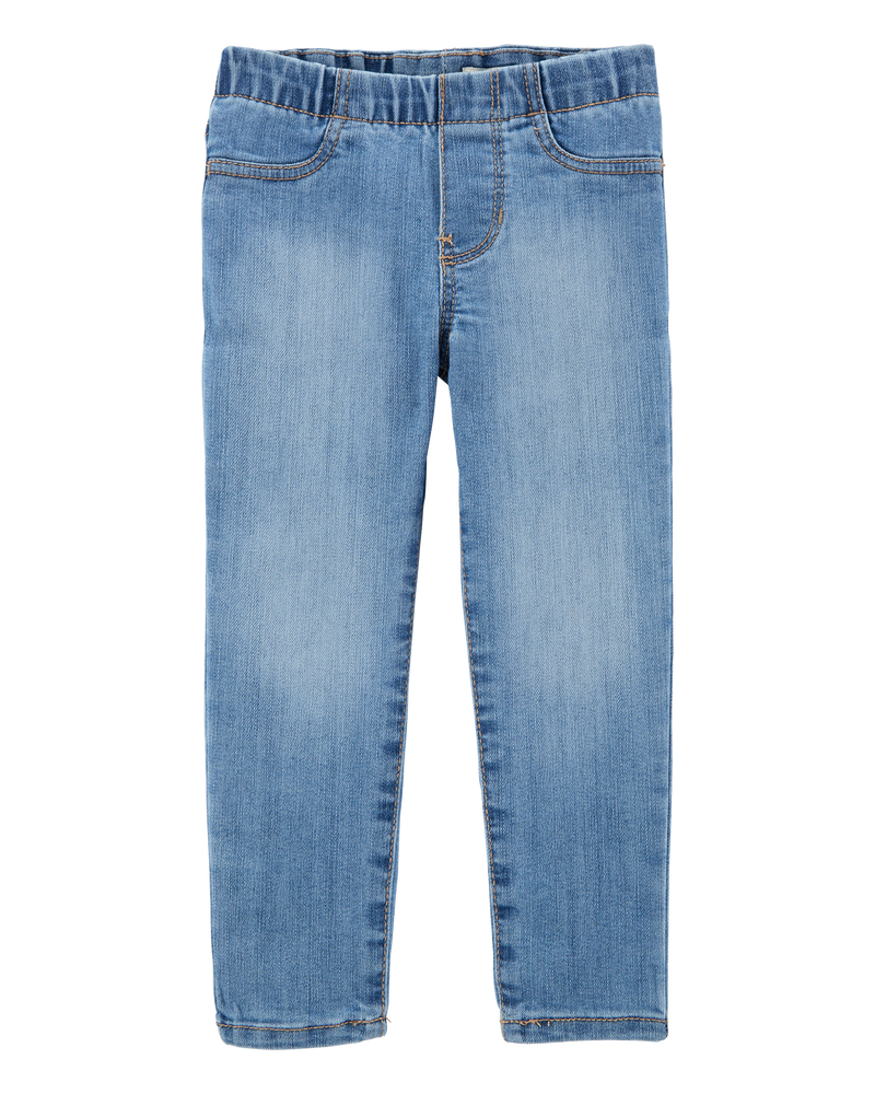 Baby Girl Medium Wash Elastic-Waist Jeggings, image 1 of 4 slides