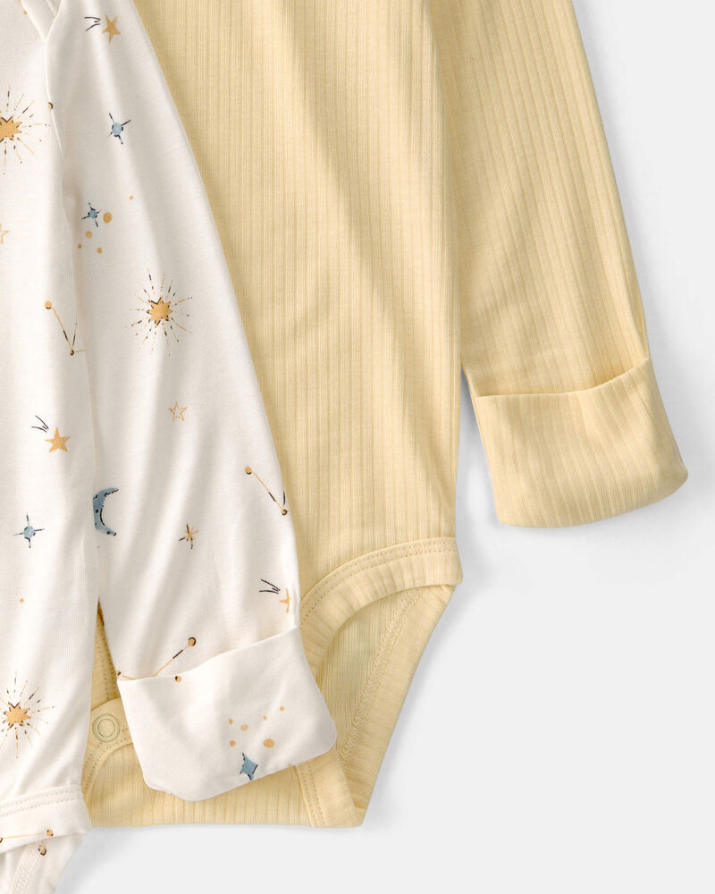 Baby 2-Pack Constellation PurelySoft Bodysuits - Yellow/Cream, image 3 of 7 slides