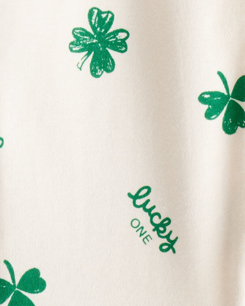 Baby St. Patrick's Day 100% Cotton Snug Fit 2-Way Zip Sleep & Play Pajamas - Ivory, image 3 of 4 slides