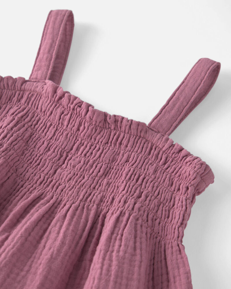 Girls Organic Cotton Smocked Gauze Dress, image 3 of 5 slides