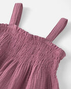Girls Organic Cotton Smocked Gauze Dress, image 3 of 5 slides