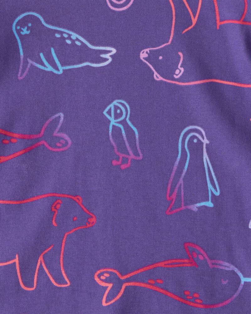 Toddler Girl Polar Bear & Penguin 100% Cotton Snug Fit 4-Piece Pajamas - Purple, image 3 of 4 slides