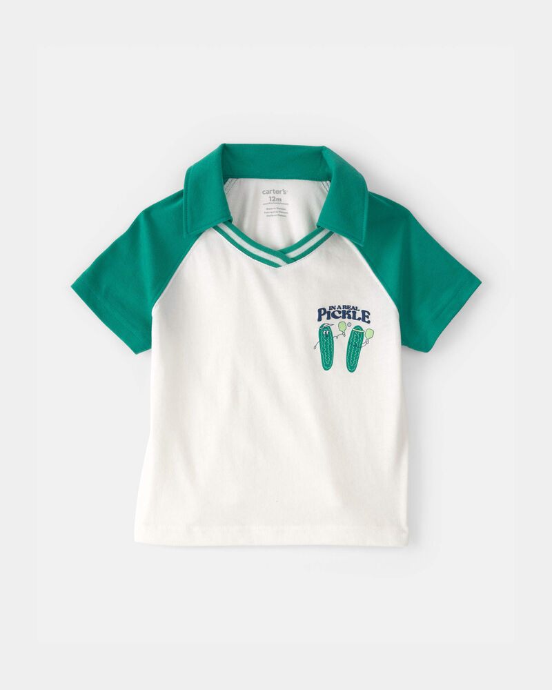 Baby Boy Pickleball Polo Shirt - Green/Ivory, image 1 of 4 slides