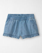Baby Girl 2-Piece Chambray Top & Short Set Made with Organic Cotton in Blue Hibiscus, image 2 of 5 slides