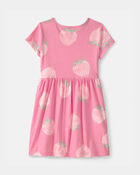 Girls Strawberry Short-Sleeve Dress - Pink, image 2 of 4 slides