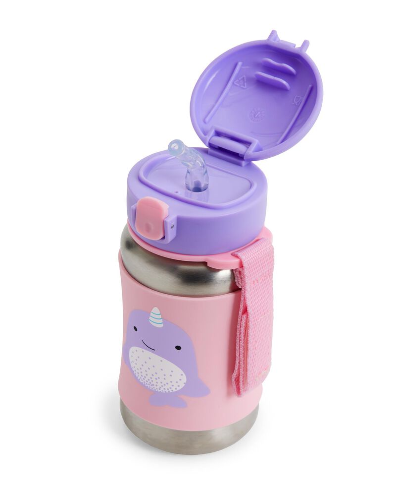 Zoo Stainless Steel Little Kid Straw Bottle - Narwhal, image 2 of 6 slides
