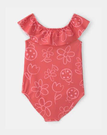 Toddler Girl Floral 1-Piece Swimsuit - Red, 