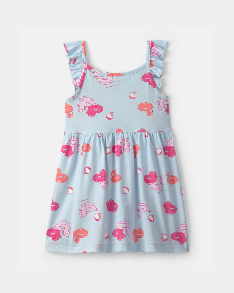 Toddler Girl Pool Floatie Ruffle-Sleeve Dress - Blue, image 2 of 4 slides