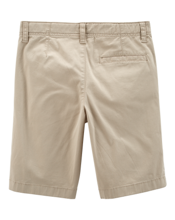 Boys Stretch Chino Uniform Shorts - Khaki, 
