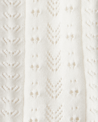 Baby Girl Pointelle Button-Down Collared Cardigan - Ivory, image 2 of 4 slides