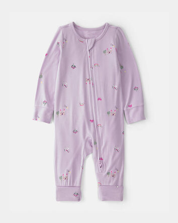 Baby Girl Fairytale 2-Way Zip PurelySoft Sleep & Play Pajama - Purple, 