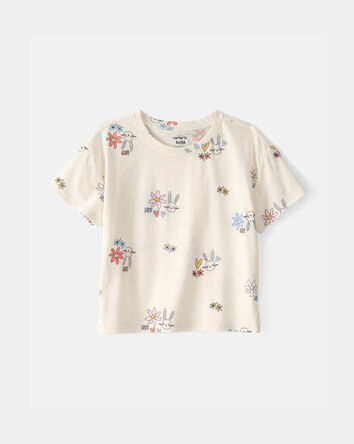 Toddler Girl Easter Bunny Floral Relaxed Top - Cream, 