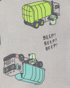 Baby Boy 4-Piece Trash Truck 100% Cotton Short-Sleeve Snug Fit Pajama Set, image 3 of 5 slides
