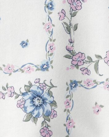 Girls Bandana Floral French Terry Pullover Sweatshirt - Blue/Ivory, 
