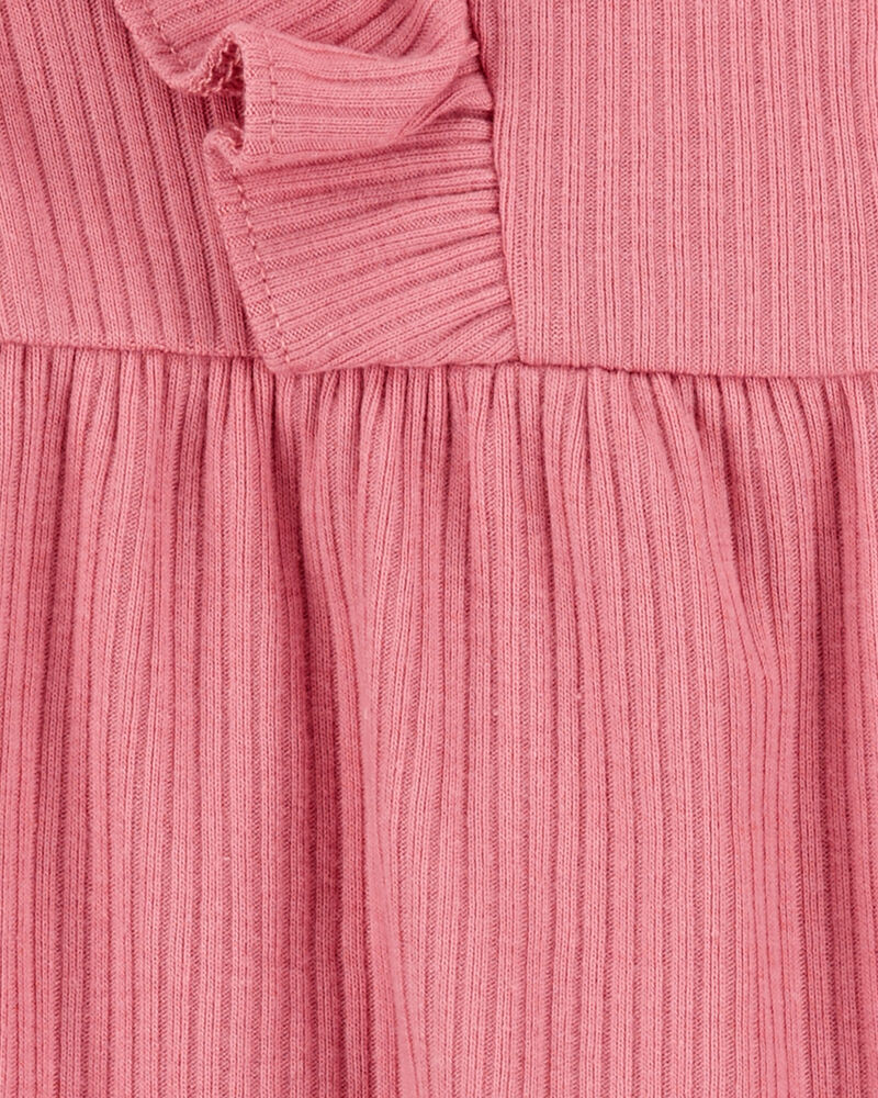 Baby Girl 2-Piece Solid Flutter-Sleeve Relaxed Fit Jumpsuit & Headwrap Outfit Set - Pink
, image 2 of 3 slides
