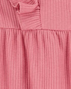 Baby Girl 2-Piece Solid Flutter-Sleeve Relaxed Fit Jumpsuit & Headwrap Outfit Set - Pink
, image 2 of 3 slides
