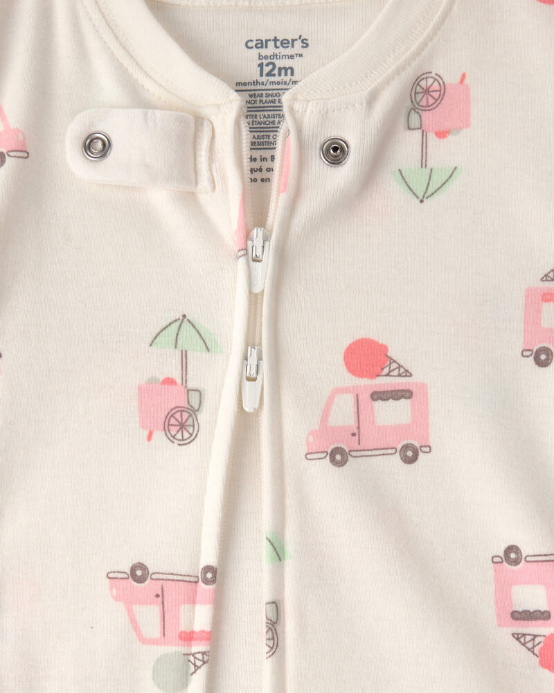 Baby Girl 2-Pack Ice Cream Truck 100% Cotton Snug Fit 1-Piece Pajama - Pink/Ivory, image 2 of 5 slides