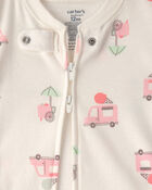 Baby Girl 2-Pack Ice Cream Truck 100% Cotton Snug Fit 1-Piece Pajama - Pink/Ivory, image 2 of 5 slides