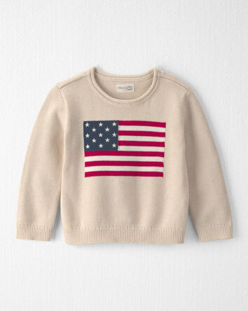 Toddler Organic Cotton American Flag Knit Sweater, 